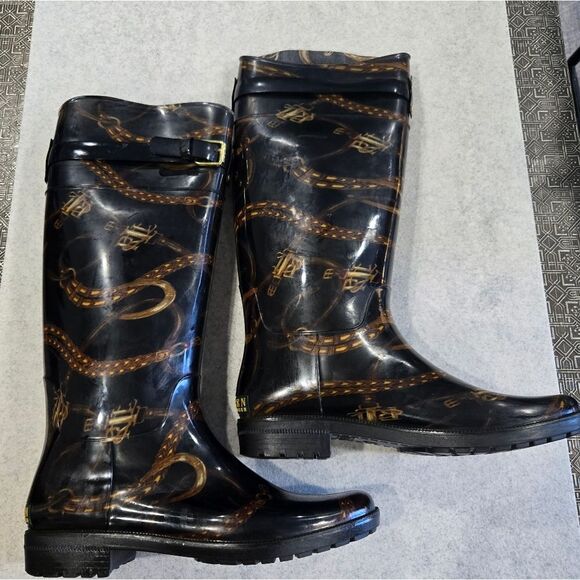 🐢 Lauren Ralph Lauren Rossalyn II Vintage Rain Boots Size 10 - Picture 1 of 16